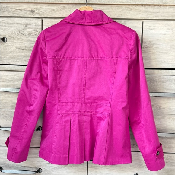 Banana Republic Fuchsia Double-Breasted Short Trench Coat Size S Spring Style - Picture 3 of 10